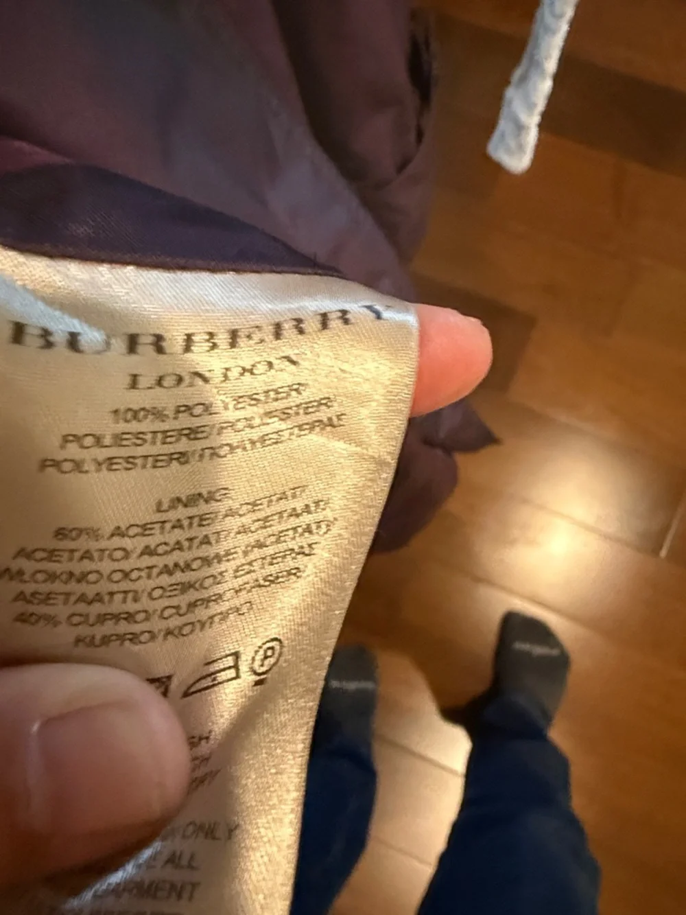 Burberry Purple Trench Coat with Plaid Lining - Picture 10 of 10